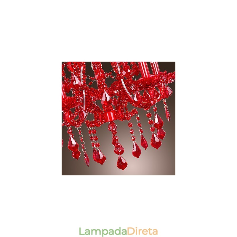 Lustre moderno contemporâneo de cristal cromado em metal