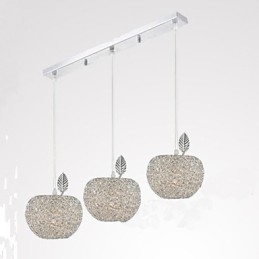 Lustre de alumínio trançado com três lâmpadas de cabeça Apple