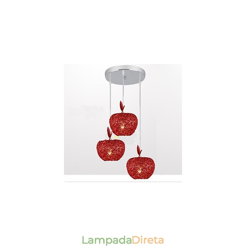 Lustre de alumínio trançado com três lâmpadas de cabeça Apple A