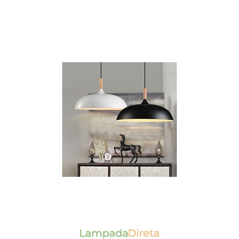 Luminária pendente retrô com pintura em madeira e metal, luminária pendente de café