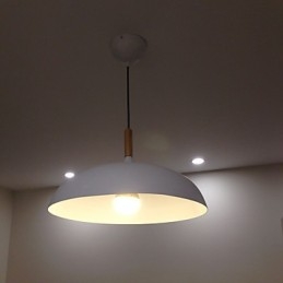 Luminária pendente retrô com pintura em madeira e metal, luminária pendente de café