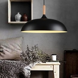 Luminária pendente retrô com pintura em madeira e metal, luminária pendente de café