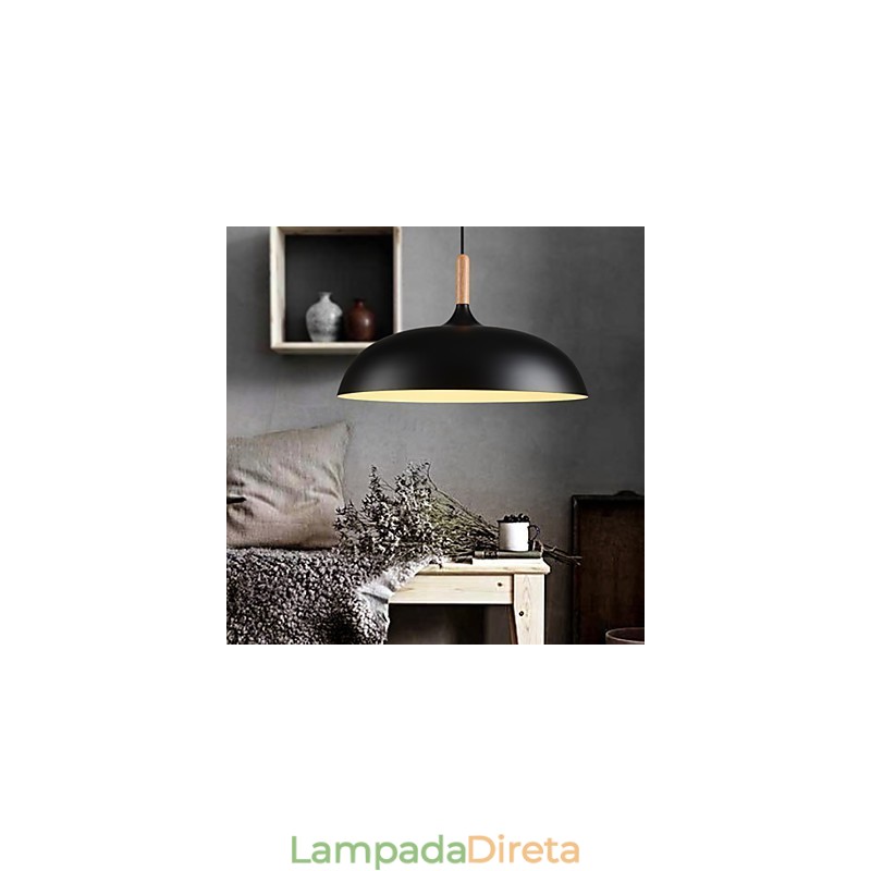 Luminária pendente retrô com pintura em madeira e metal, luminária pendente de café