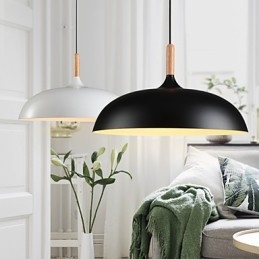 Luminária pendente retrô com pintura em madeira e metal, luminária pendente de café