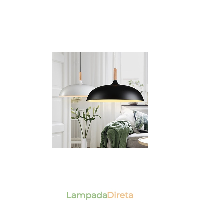 Luminária pendente retrô com pintura em madeira e metal, luminária pendente de café