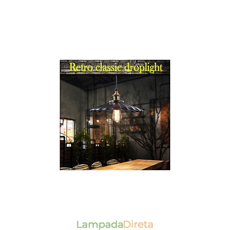 Luminária pendente estilo europeu clássico retrô, luminária de metal com arte droplight
