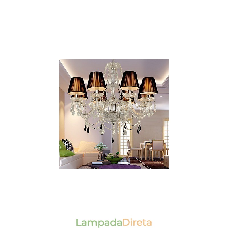 Lustre de Cristal Elegante com 8 Luzes