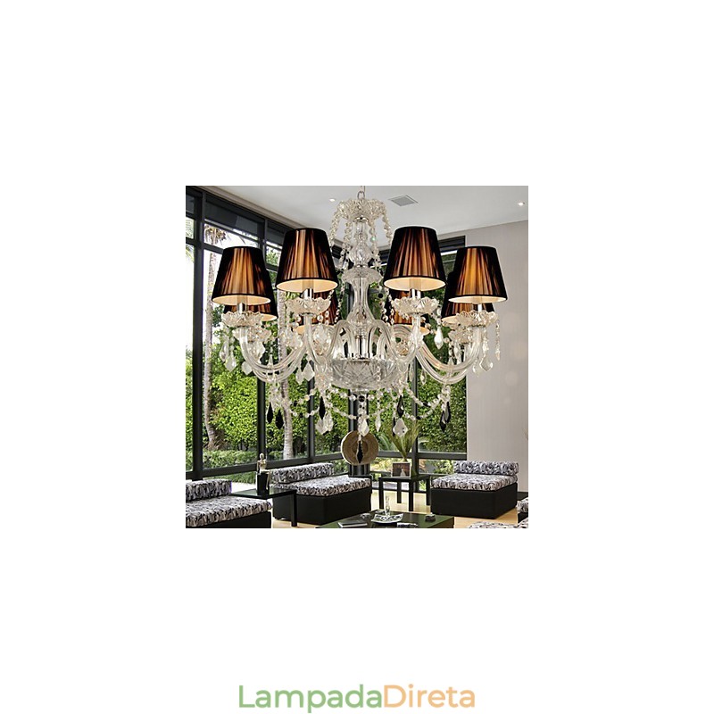 Lustre de Cristal Elegante com 8 Luzes