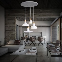 Pendente de 4 luzes com característica criativa e cúpula de ferro
