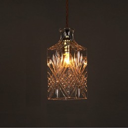 Lustre de vidro artístico esculpido criativo com garrafa romântica, luz pendente