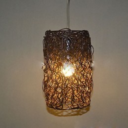 Lâmpada de teto suspensa de cabeça única moderna Rural Cany Art Woven Rattan