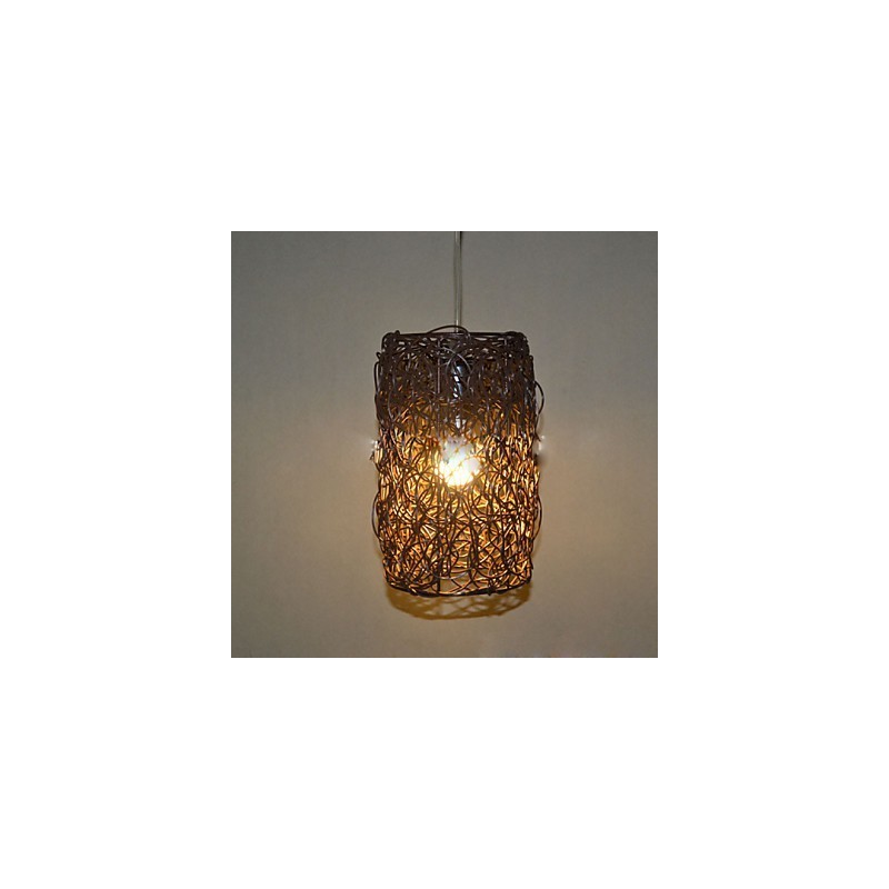 Lâmpada de teto suspensa de cabeça única moderna Rural Cany Art Woven Rattan