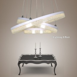 Luminária pendente de cristal moderna com três anéis
