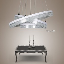 Luminária pendente de cristal moderna com três anéis