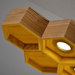 Designer Art Individuality Lustre Simples Honeycomb Madeira Lâmpadas