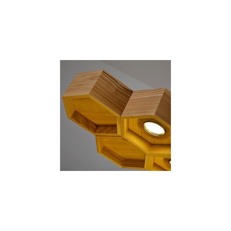 Designer Art Individuality Lustre Simples Honeycomb Madeira Lâmpadas