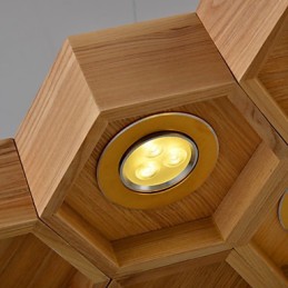 Designer Art Individuality Lustre Simples Honeycomb Madeira Lâmpadas