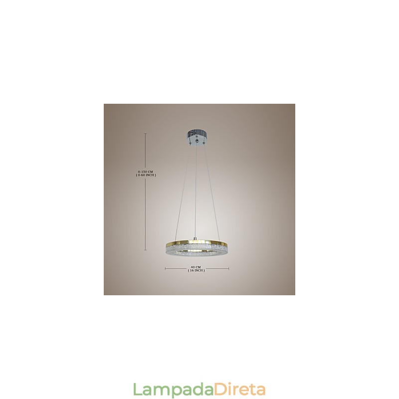Luminária pendente de cristal dourada moderna