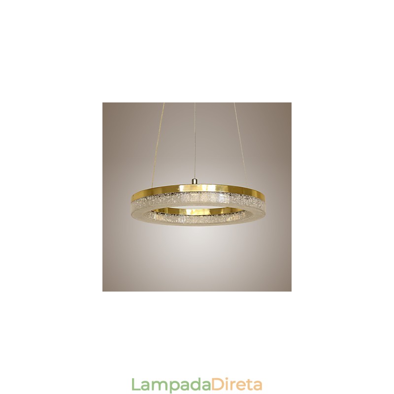 Luminária pendente de cristal dourada moderna