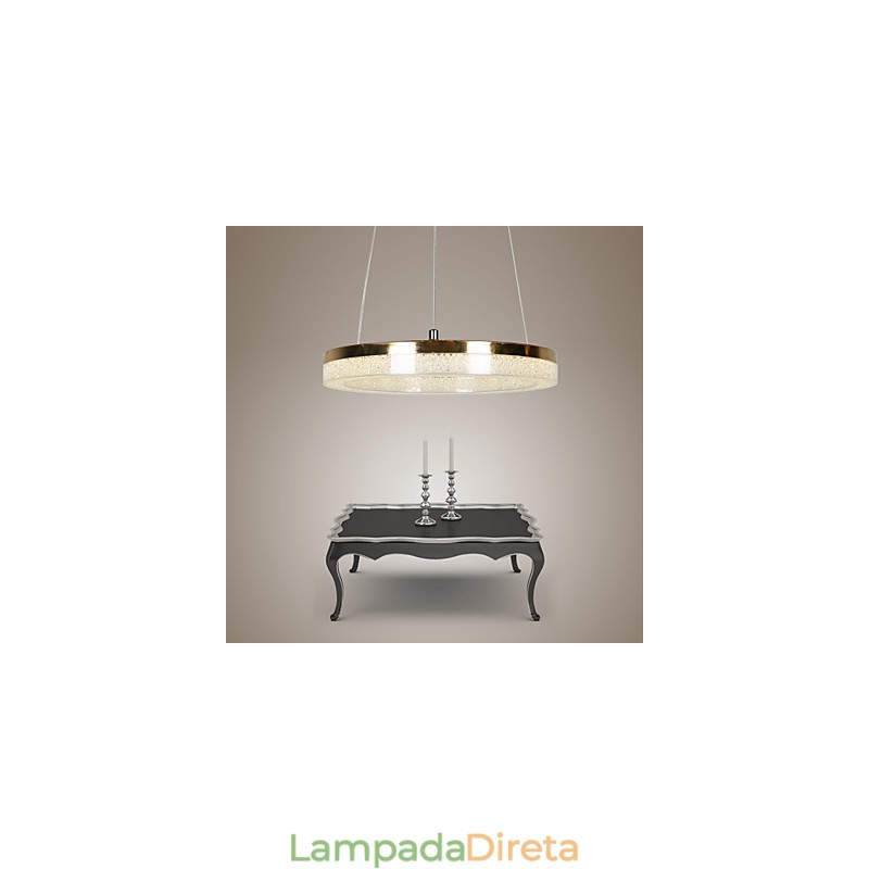 Luminária pendente de cristal dourada moderna