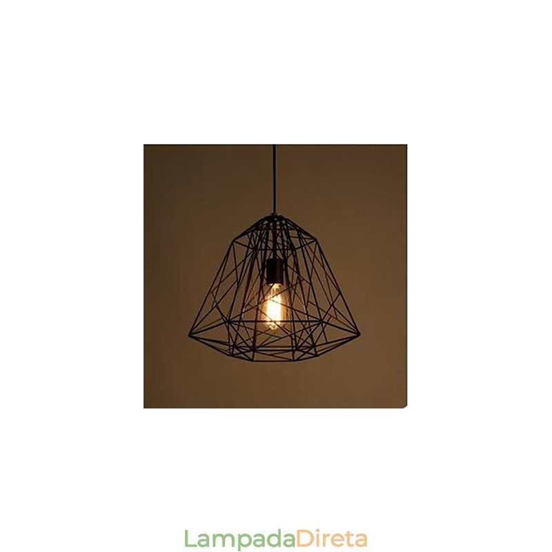 Luminária pendente retrô pequena sentada em ferro forjado com diamante