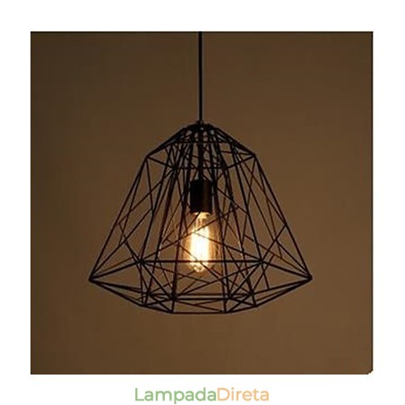 Luminária pendente retrô pequena sentada em ferro forjado com diamante Luminária pendente retrô pequena sentada em ferro forjado com diamante
